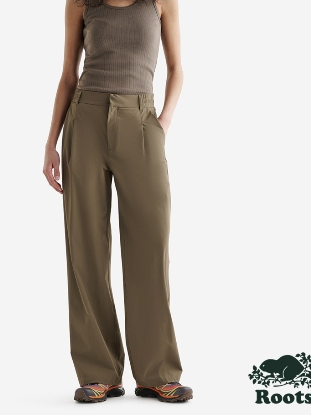 Roots Women's Olive Wide-Leg Pants
